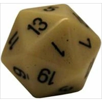 D20 Dice Opaque 34mm Ivory/Black