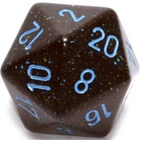 D20 Dice Speckled 34mm Blue Stars