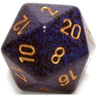 D20 Dice Speckled 34mm Golden Cobalt