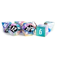 MDG Aluminum Plated Acrylic Polyhedral Dice Set 16mm - Rainbow Aegis with White Numbers