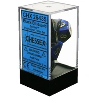 D7-Die Set Dice Gemini Polyhedral Black-Blue/Gold (7 Dice in Display)