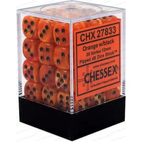 Chessex D6 Vortex 12mm d6 Orange/black Dice Block (36 dice)