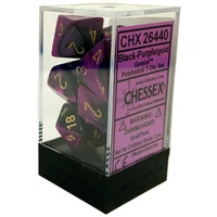 D7-Die Set Dice Gemini Polyhedral Black-Purple/Gold (7 Dice in Display)