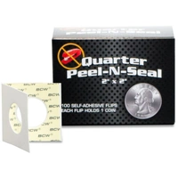 BCW Peel n Seal Paper Flips Adhesive Quarter (2" x 2") (100 Flips Per Box)