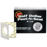 BCW Peel n Seal Paper Flips Adhesive Half Dollar (2" x 2") (100 Flips Per Box)