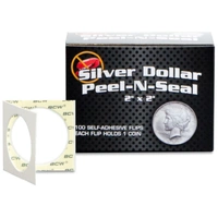 BCW Peel n Seal Paper Flips Adhesive Dollar (2" x 2") (100 Flips Per Box)