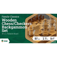 LPG Classics Wooden Folding Chess/Checkers/Backgammon Set 35cm