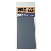 Ak Interactive - Tools  - Wet Sandpaper 2000 grit. 3 Units