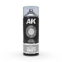 Ak Interactive - Aerosol Spray Primer  - Fine Primer grey - Spray 400ml (Includes 2 Nozzles)