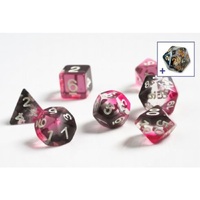 Sirius Dice - Pink; Clear; Black Resin Dice Set 7