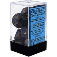 D7-Die Set Dice Scarab Polyhedral Royal Blue/Gold (7 Dice in Display)