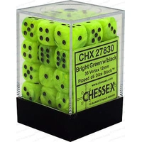 D6 Dice Vortex 12mm Bright Green/Black (36 Dice in Display)