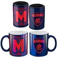 AFL Coffee Mug Metallic and Can Cooler Pack Melbourne Demons