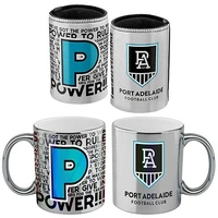 AFL Coffee Mug Metallic and Can Cooler Pack Port Adelaide Power