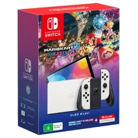 SWI Nintendo Switch OLED Model White Console: Mario Kart 8 Deluxe + NSO 12 Months Hardware Bundle