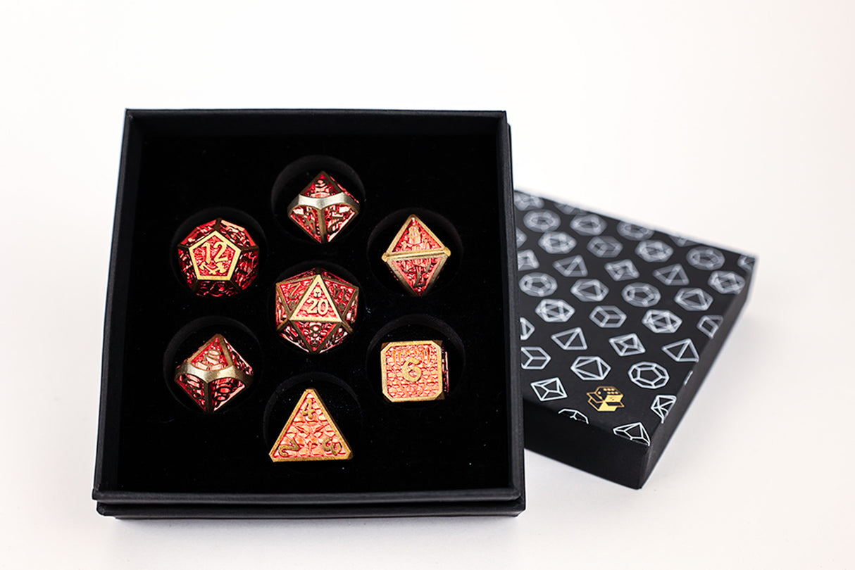 LPG Dice Set - Metal RPG Draco Bright Red/Gold