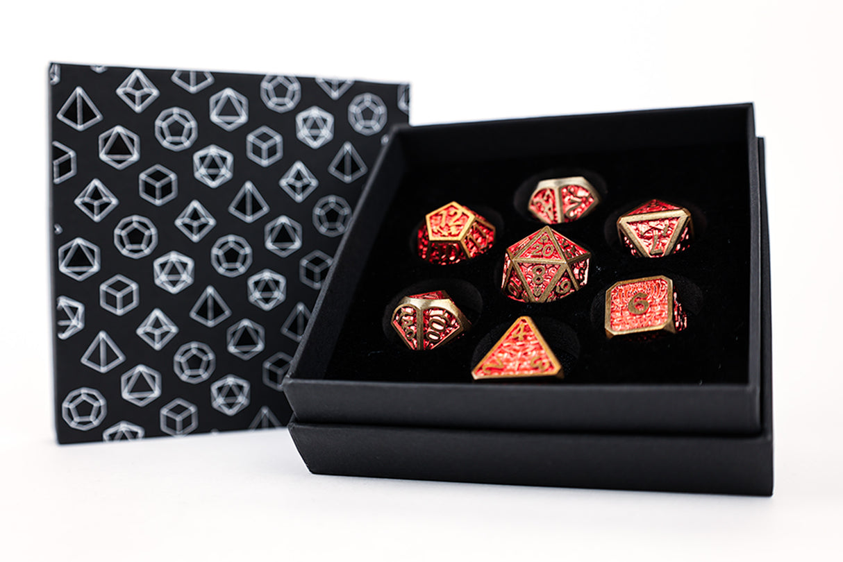 LPG Dice Set - Metal RPG Draco Bright Red/Gold