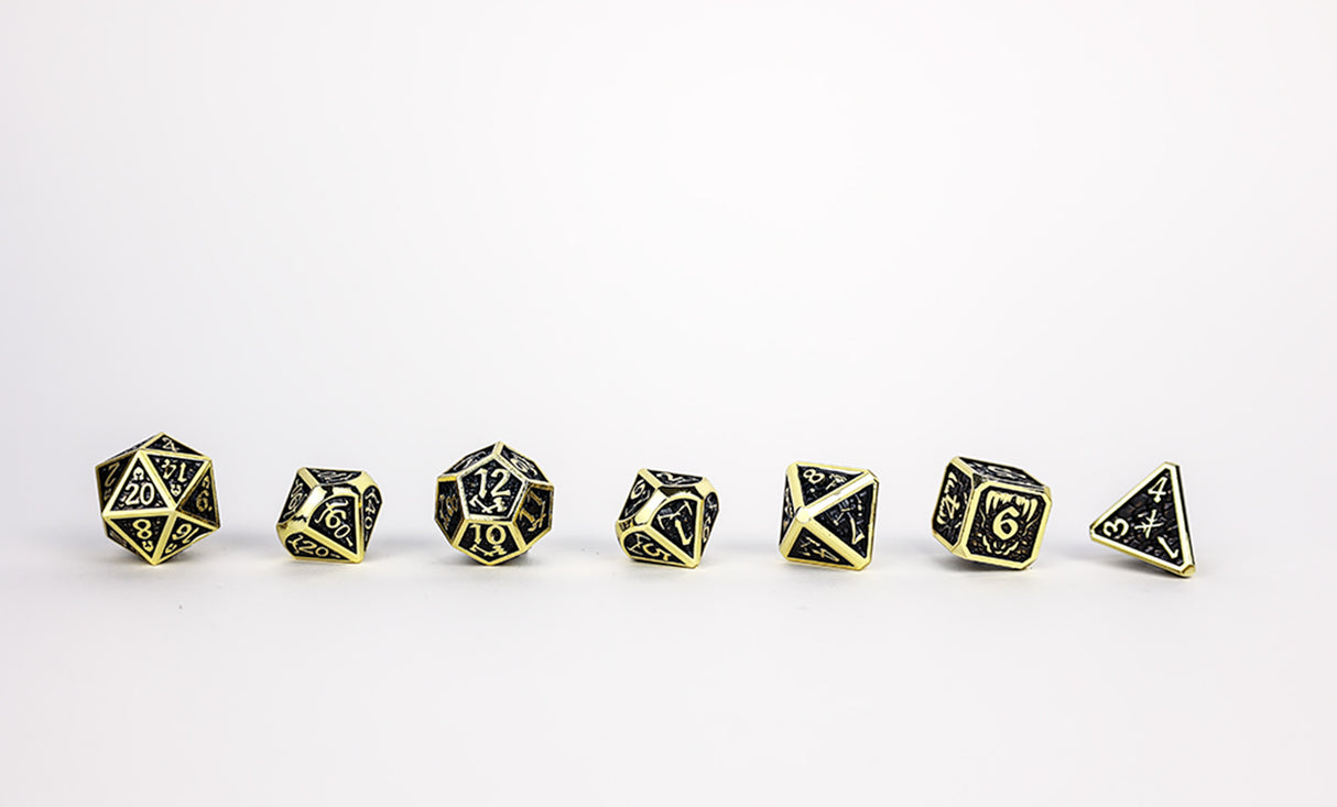 LPG Dice Set - Metal RPG Draco Bright Black/Gold