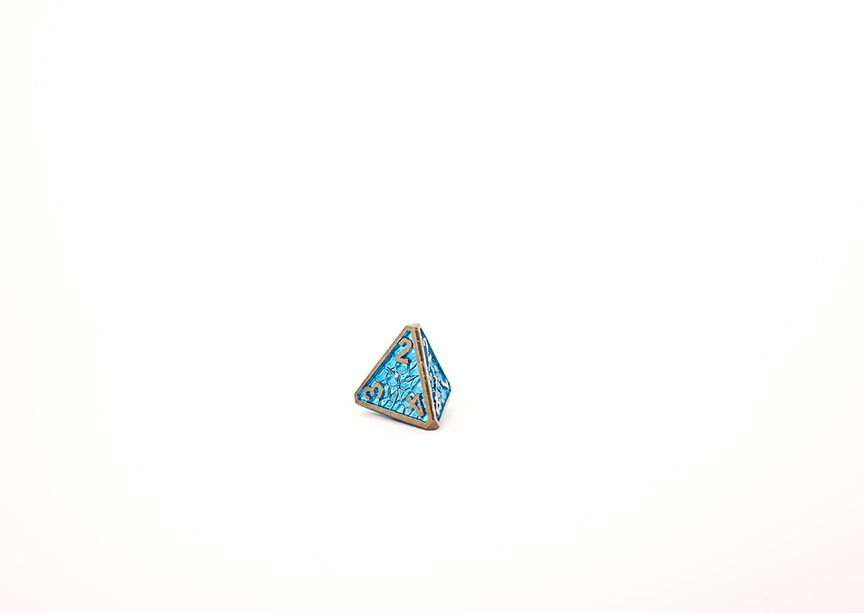 LPG Dice Set - Metal RPG Draco Bright Blue/Brass