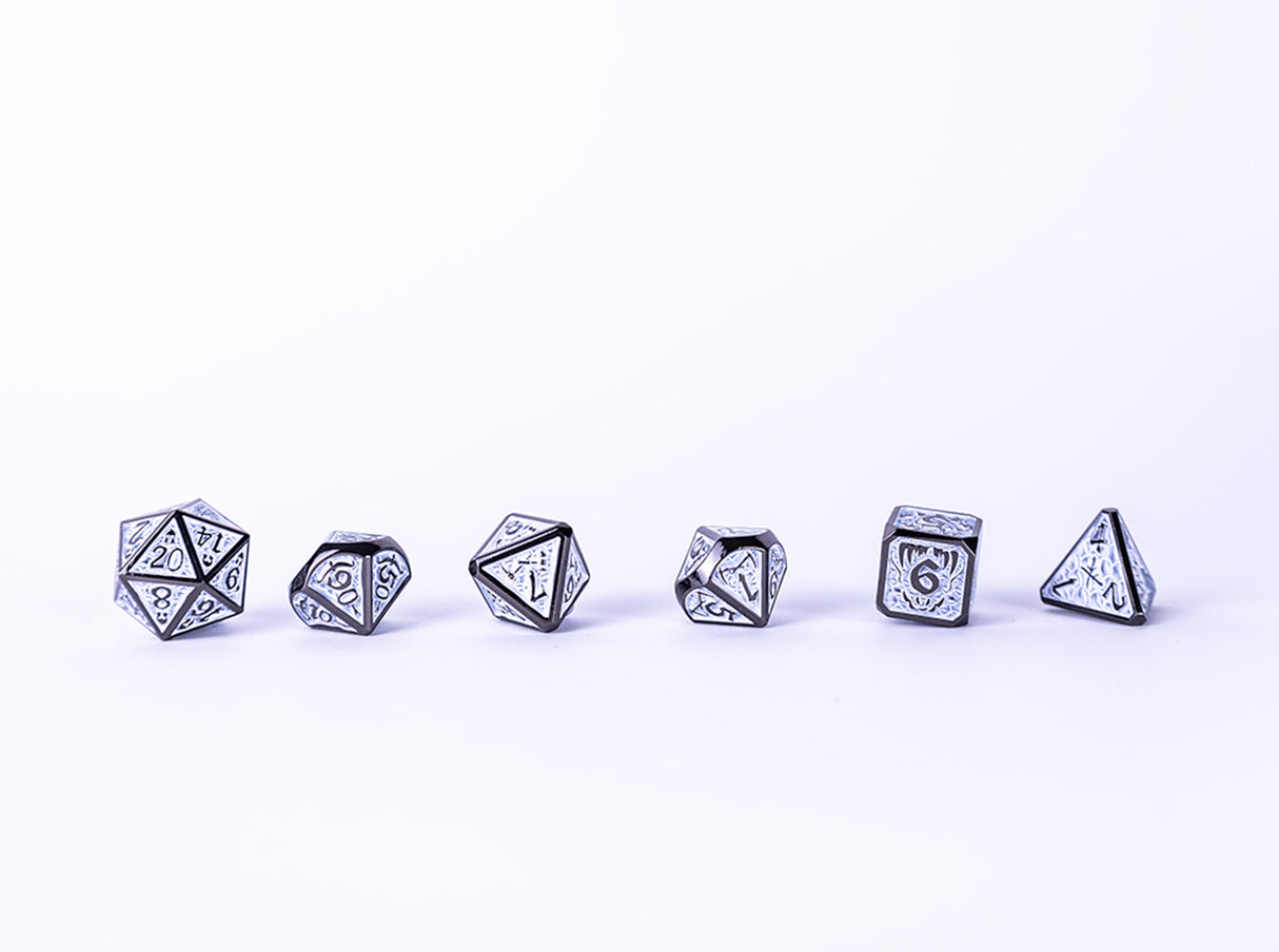 LPG Dice Set - Metal RPG Draco Dark Light Blue/Silver