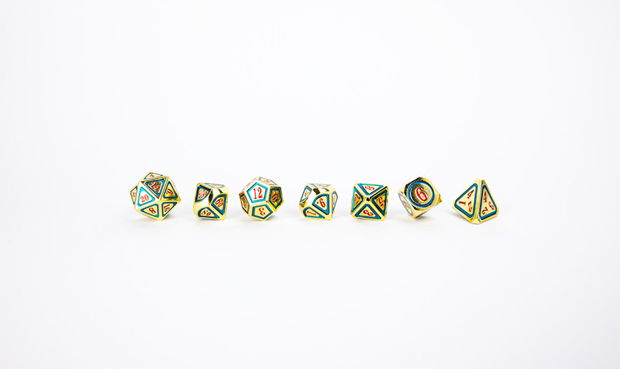 LPG Dice Set - Metal RPG Concentric Red/Green/Gold