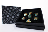 LPG Dice Set - Metal RPG Concentric Red/Green/Gold