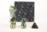 LPG Dice Set - Metal RPG Concentric Red/Green/Gold