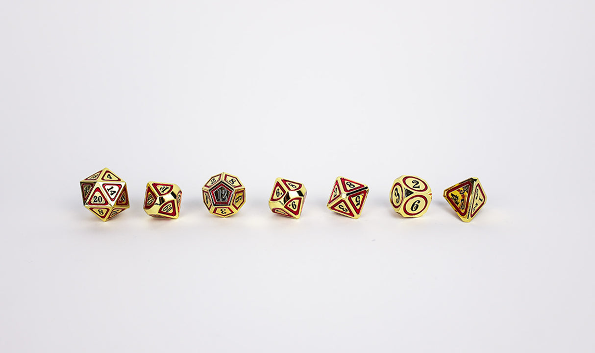 LPG Dice Set - Metal RPG Concentric Black/Red/Gold