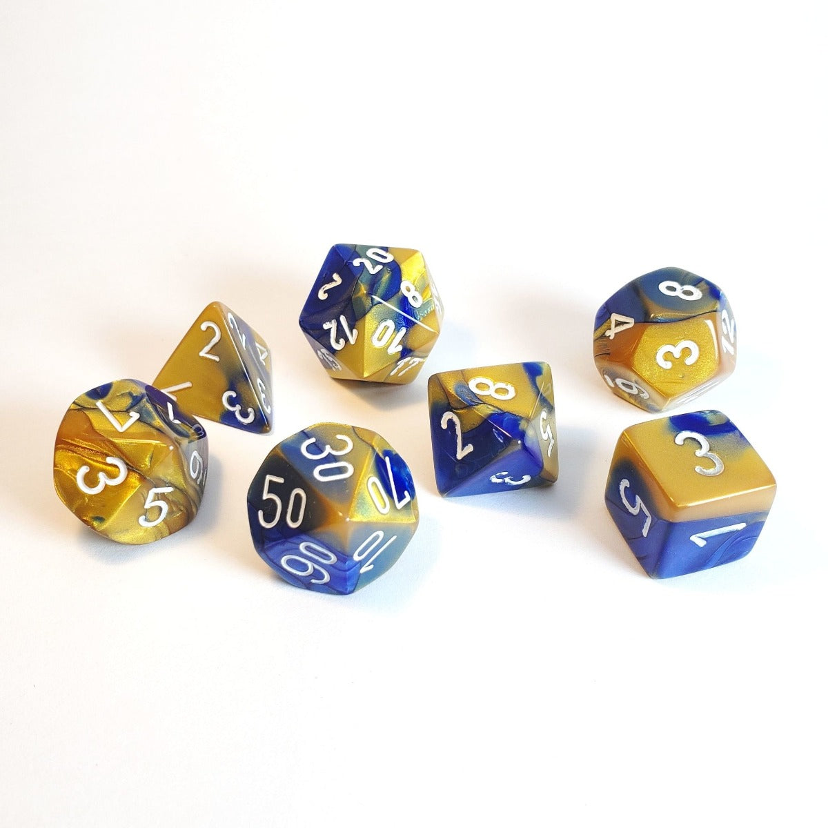 CHX 26422 Gemini Polyhedral Blue-Gold/White 7-Die Set