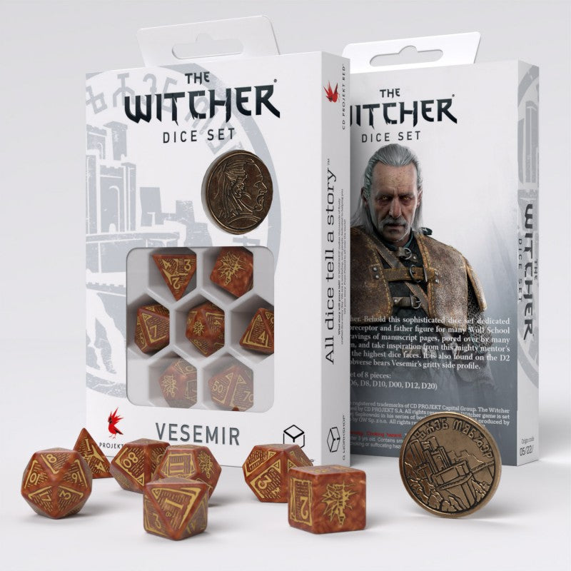 Q Workshop - The Witcher Dice Set Vesemir - The Wise Witcher Dice Set 7 With Coin