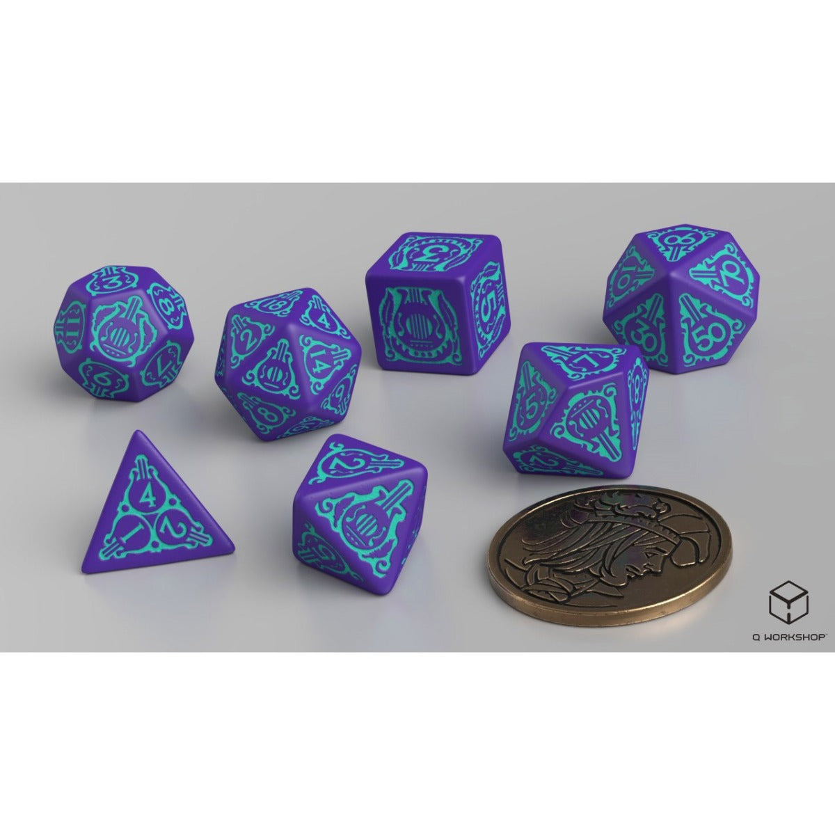 Q Workshop - The Witcher Dice Set Dandelion - Half A Century Of Poetry Dice Set 7 With Coin